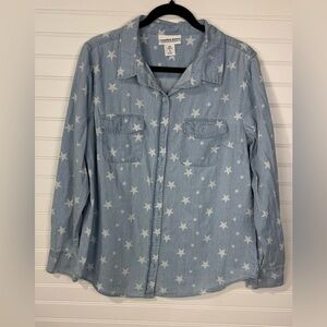 Country Store denim & stars long sleeve shirt. Size M